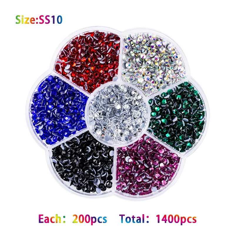 Sequins AAAA 4008-6016Pcs Hot Fix Rhinestones Set Crystal Glass Hotfix Rhinestone Applicator Iron-on Strass Rhinestone Heat-fix Tool Gun Sewing Needles