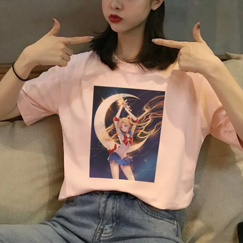 Женская футболка с короткими рукавами Sailor Moon летняя модная Harajuku забавными Ulzzang