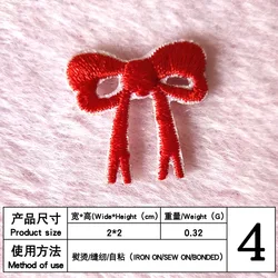 Self-Adhesive Cartoon Embroidery Bow Patches - Set of 5 (Red 5pcs)