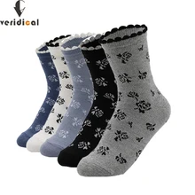 VERIDICAL/5 пар/лот, короткие носки в японском стиле для женщин и девочек, однотонные кружевные хлопковые бесшовные носки хорошего качества в стиле Харадзюку