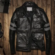 Корейский стиль, зимняя приталенная Мужская короткая куртка из натуральной коровьей кожи, мотоциклетная модная мужская куртка, Jaqueta Motoqueiro Couro