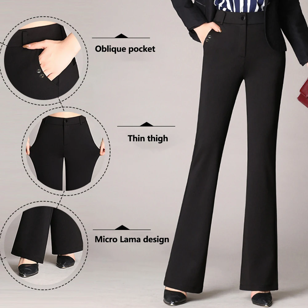 Расклешенные молнии Эластичный Slim Fit домашняя верхняя одежда для покупок женские брюки рабочий прочный мягкий хлопок смесь Офис высокая талия
