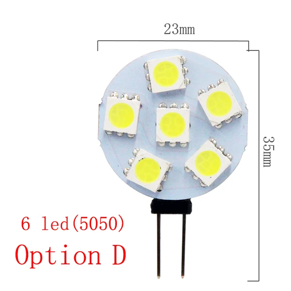 Светодиодный светильник G4 180 градусов DC12V 5050 SMD 4,8 Вт 2,4 Вт 1,8 Вт 1,2 Вт Теплый Холодный белый свет замена галогенной лампы - Испускаемый цвет: D-1.2W 6Led