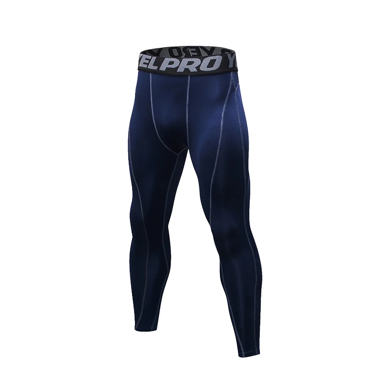 Navy Blue Компрессионные Мужские обтягивающие леггинсы для фитнеса, бега, дышащие штаны для баскетбола, быстросохнущие эластичные штаны для пробежек и тренировок - Цвет: Navy Blue