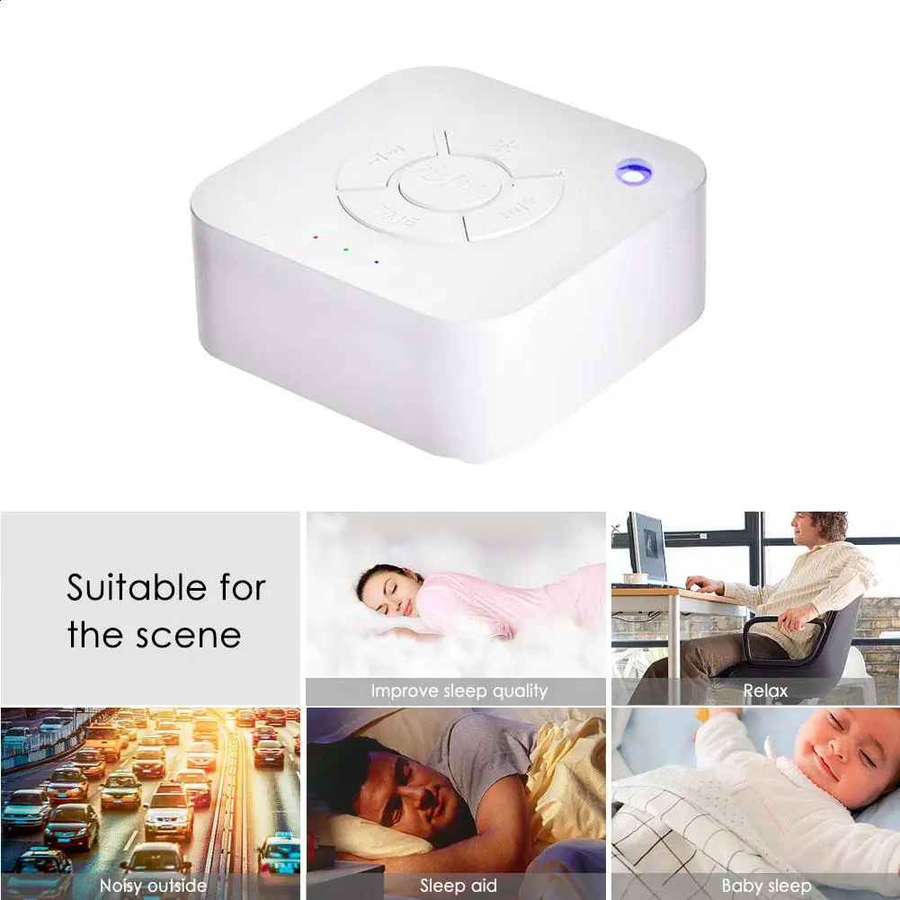 Белая шумовая машина USB перезаряжаемая таймизированная отключение сна звуковая машина для сна и релаксации для детского взрослого офиса путешествия
