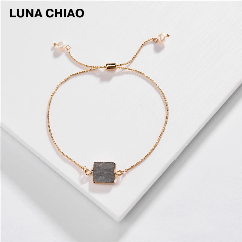 LUNA CHIAO модные браслеты ювелирные изделия квадратный натуральный камень Купер