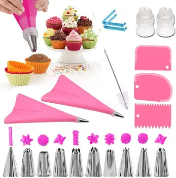 

GZTZMY 20pcs Set Cake Decorating Tools Stainless Steel Nozzle Silicone Pastry Bag Reusable Icing Piping Nozzle Set Cream Scraper