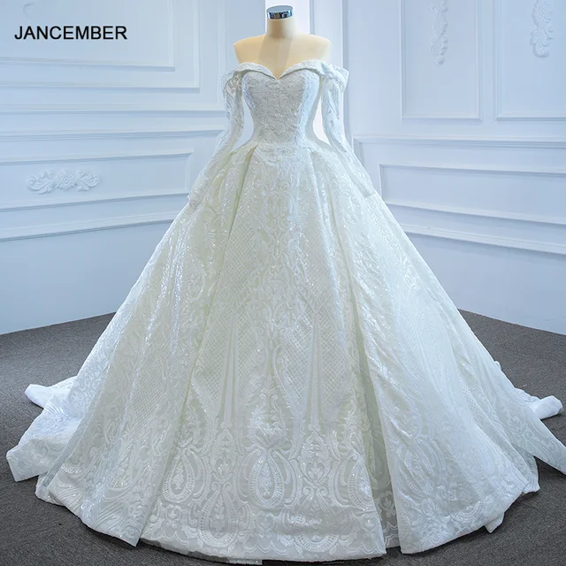 J67222 jancember White Wedding Dress 2020 Sequined Sweetheart Embroided Appliques Lace AUp Back Ball Gown 1