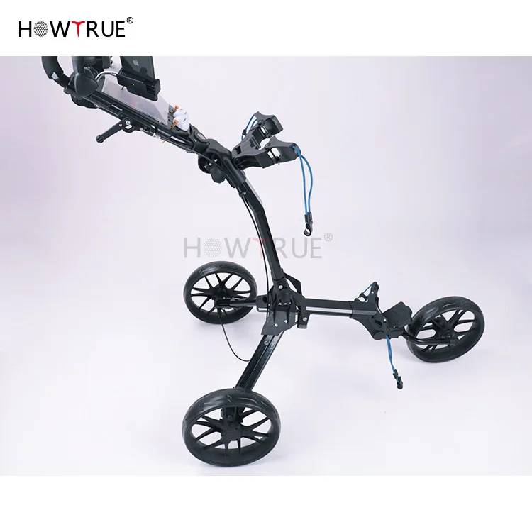 3 Wheel Golf Push Cart,Lightweight Foldable Golf Cart with Adjustable Push Handle and Scorecard, Swivel Foldable Trolley