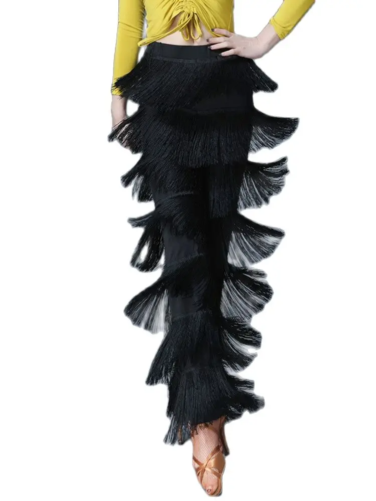 Adult Latin Dance Pants Fringe Dance Top Ballroom Dance  Samba Salsa Dance  Tassels Trousers Performance Clothes