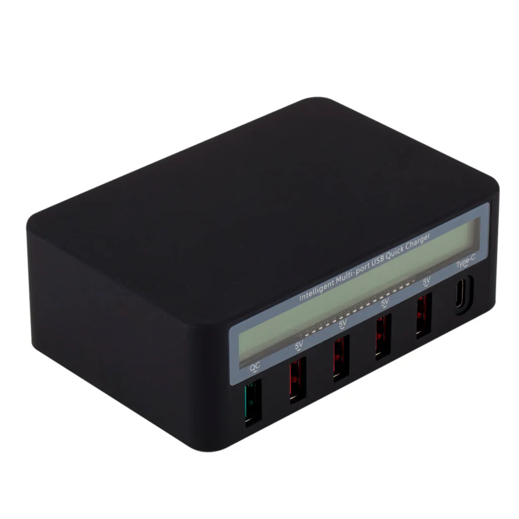 Usb-коммутатор ЕС 5 портов QC3.0 USB+ type-C быстрое гнездо для зарядки с ЖК-дисплеем для iPad для Sams ung Tablet pc Phone USB Hubs-L909