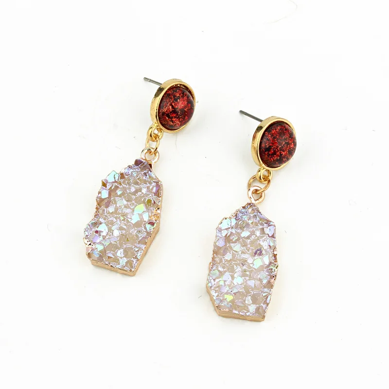 Bijoux Korean Vintage Red Druzy Resin Earrings Drop Earrings For Women Jewelry Statement Gifts For Women Accessories Brinco (3)
