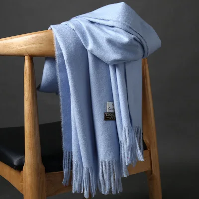 Light blue Girita, зимние мужские и женские шарфы, роскошный брендовый шарф, унисекс, женский, мужской, шерстяной, небесный кашемировый шарф, Пашмина накидка с кисточками, шаль - Цвет: Light blue