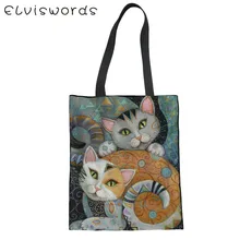 ELVISWORDS, персонализированная Сумка-тоут для леди, ретро принт, большая многоразовая сумка для магазина, повседневные женские сумки, mochila feminina