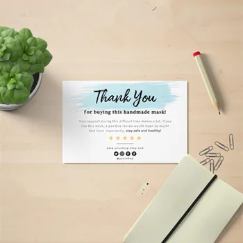 

Thank You Card, Face Mask Insert Card, Thank You Notes,Personalize Logo Business Name Card, Custom Text Social Medial Card