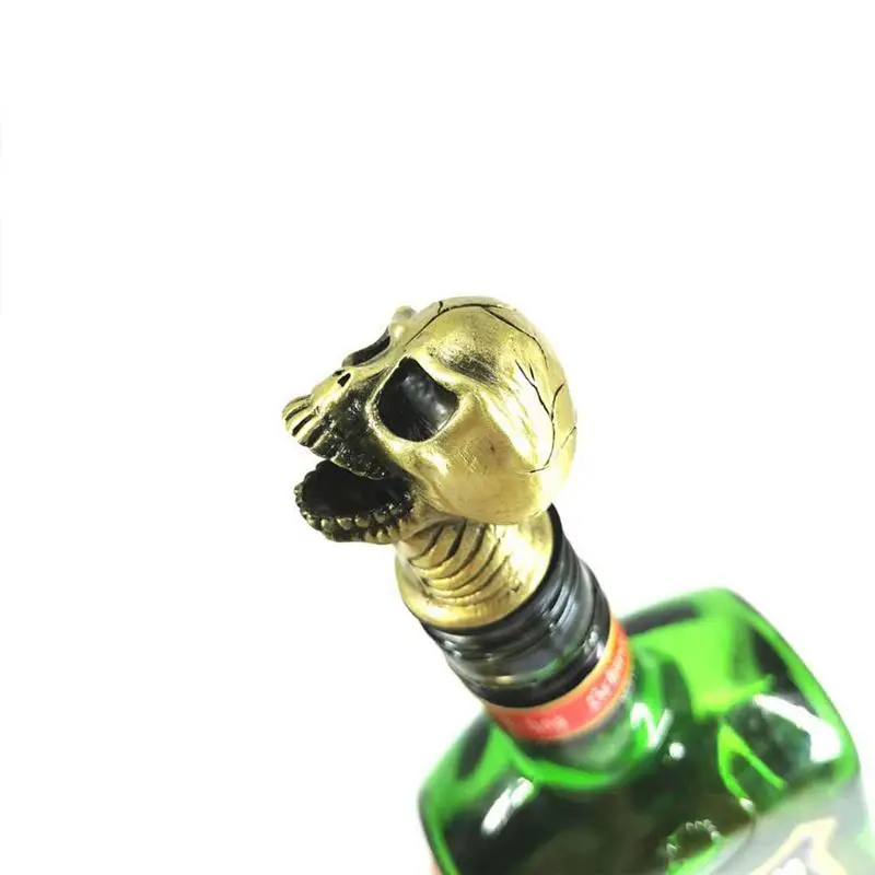 Halloween Zinc Alloy Skull Head Wine Pourer Stoppers Wine Bottle Caps