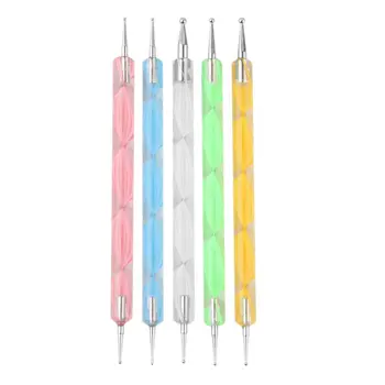

2016 Professional 5 pcs/set 2-Way nail art dotting pen Marbleizing Painting Nail Tool dot Set For UV Gel Nail Tool Hot Selling