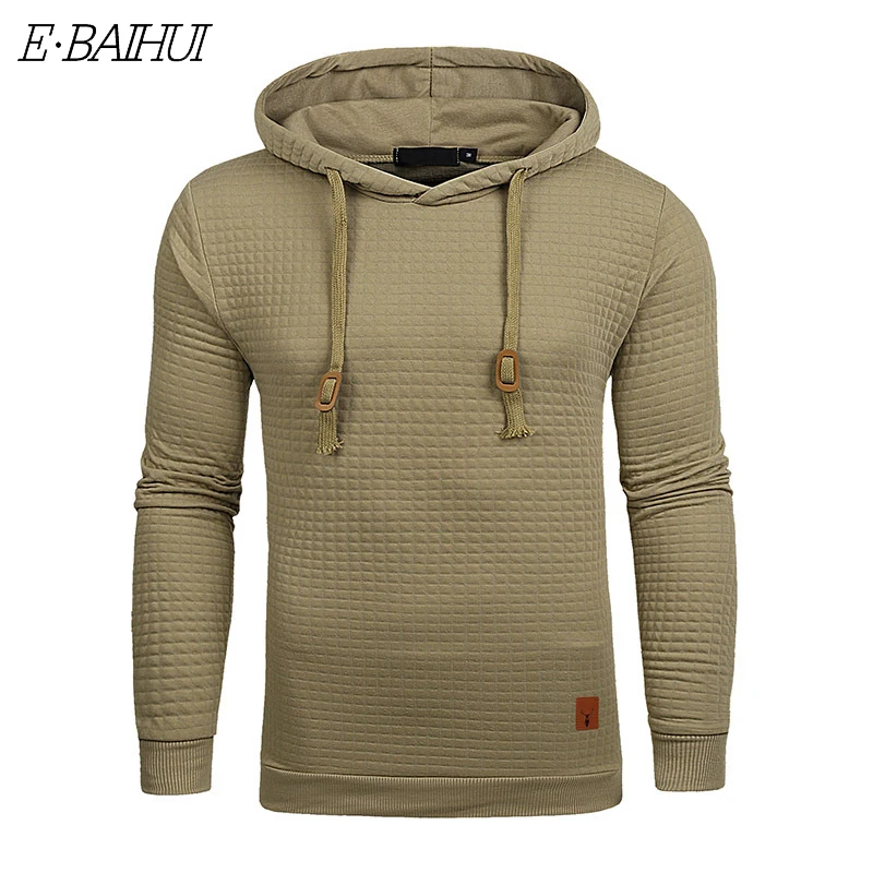 

E-BAIHUI Dropshipping New Spring Autumn Hoodies Men Casual Hooded Men's Sweatshirt Plaid Pullover Hoodie Men Clothing Streetwear