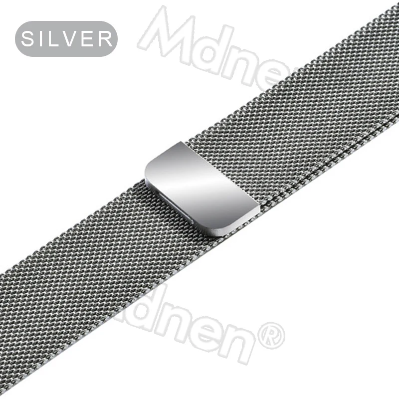 silver Миланская петля, ремешок для Apple Watch, 42 мм, 38 мм, Iwatch 4, 3, 2, 1, Mdnen, браслет из нержавеющей стали, часы с магнитной пряжкой - Цвет ремешка: silver