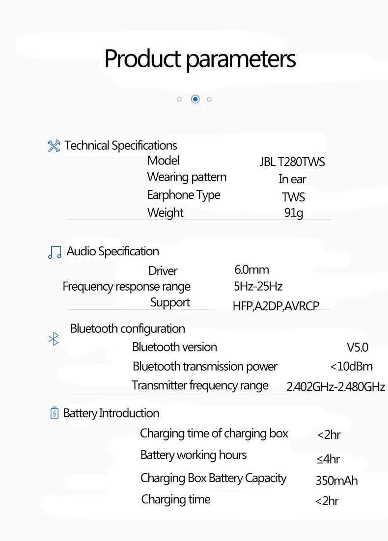 Dropshopping JBL T280 наушники-вкладыши TWS Bluetooth Беспроводной наушники с зарядный Чехол Спорт Бег Наушники IPX5 Водонепроницаемый гарнитура с микрофоном