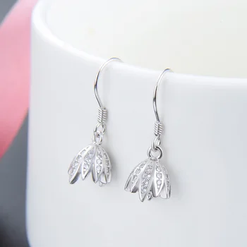 

S925 Sterling Silver Women Wedding Earrings Creative Flower Style Ear Jewelry White Gold Brilliant Never Fade CHDBR002456