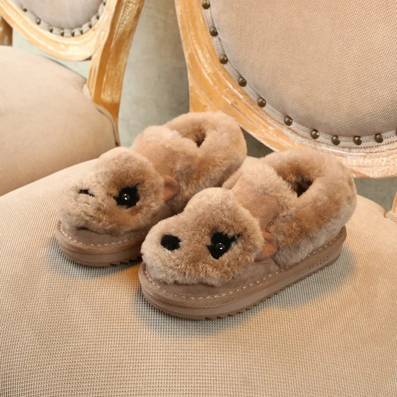Camel Winter Kids Snow Boots Baby Boys Genuine Leather Shoes Children Fur Boots Girls Black Brand Boots Fashion Warm Boots Soft New - Цвет: Camel