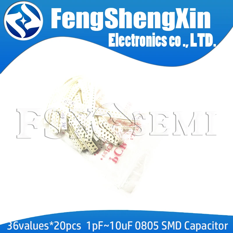 36values* 20pcs = 7 20pcs 1pF~ 10 мкФ 0805 SMD конденсатор Ассорти Комплект конденсаторов Образцы комплект электронных diy kit
