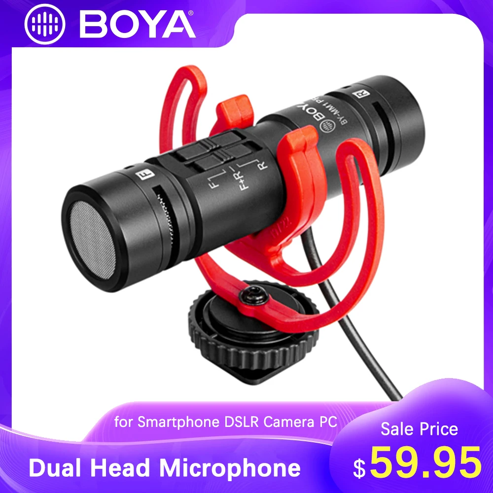 BOYA BY MM1 Pro Двойной капсульный суперкардиоидный конденсаторный микрофон для
