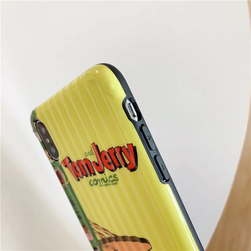 Милый чемодан с рисунком кота и мыши, чехол для iPhone X XS MAX XR 6 7 8 6s plus, забавная задняя крышка Tom Jerry