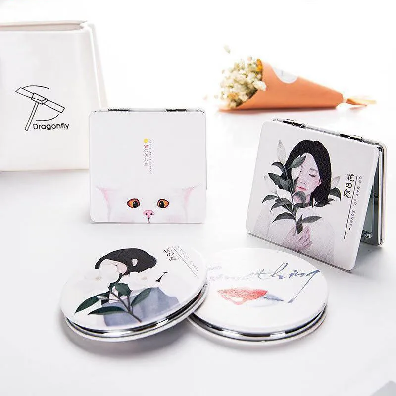 

Cartoon Portable Makeup Mirror Decorative Mirror Personality Fashion Round Mirror Mini Makeup Mirror Gift Giveaway Folding