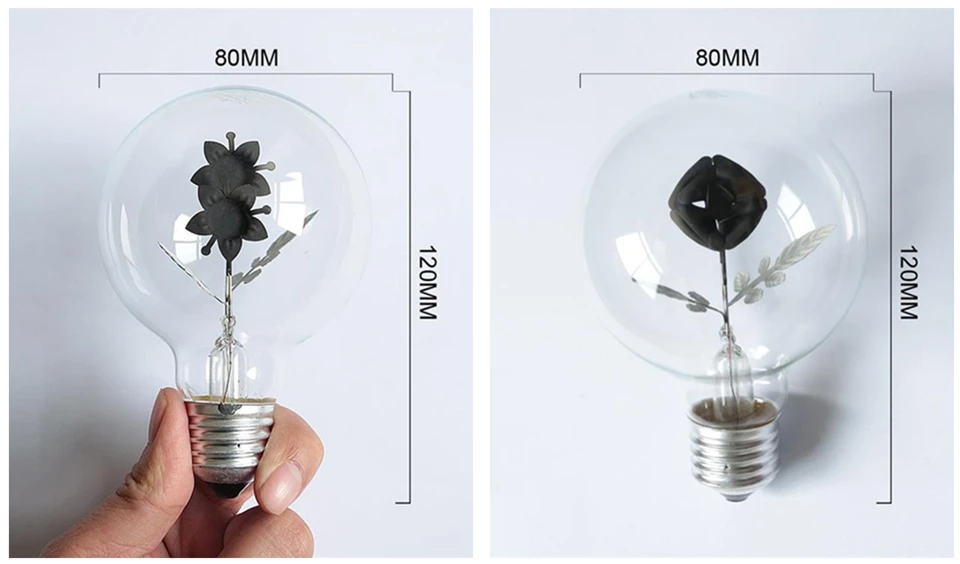 Винтажная лампа G80 Edison светодиодный E27 220 В Цветок Любовь светильник в виде роз лампа накаливания внутренний ночник Праздничный Рождественский Свадебный декор