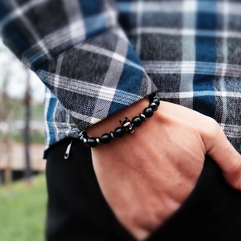 Volcanic Hematite Tiger Eye Mens Bracelet