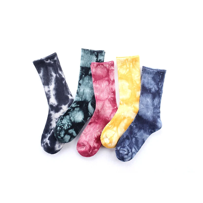 

Funny Art Cotton Crew Printed Socks Tie Dye Painting Harajuku Design Novelty Sox Unisex Couple Short Socks