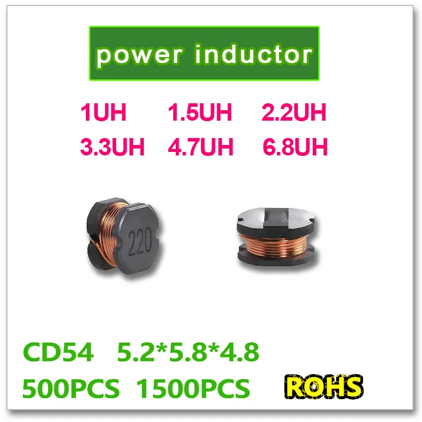 JASNPROSMA SMD силовой индуктор CD54 500 шт. 1500 1 мкгн 5 2 8 4 1R0 1R5 2R2 3R3 4R7 6R8 * мм|power 2|power 5power |
