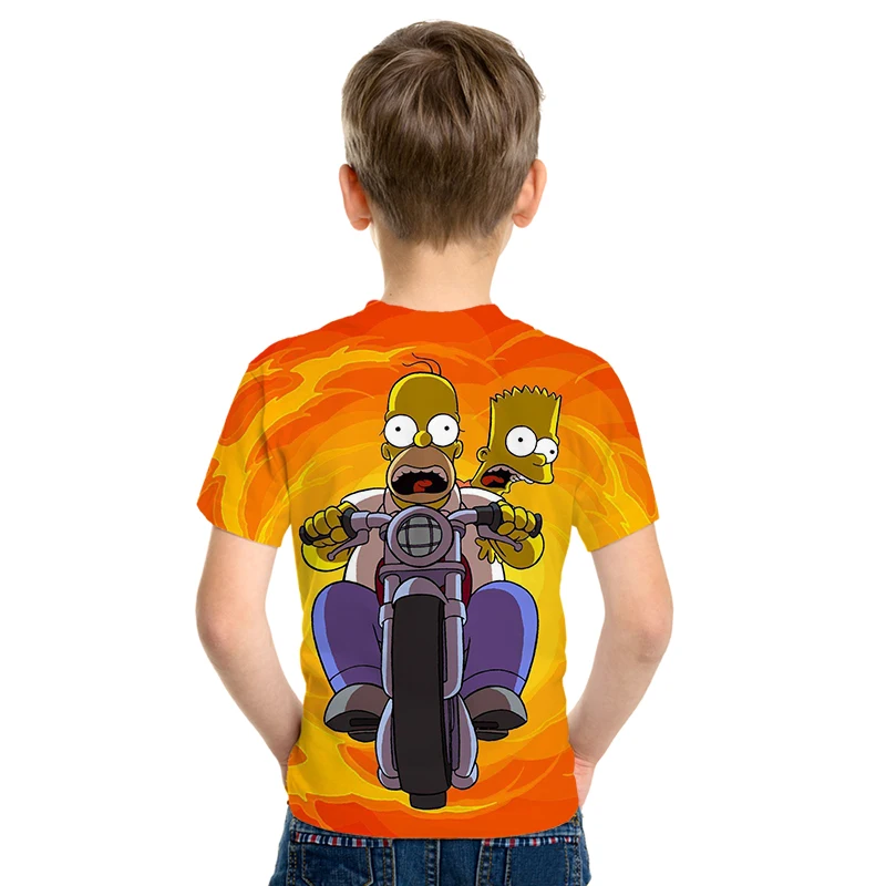 Симпсоны анимация футболки с 3D-принтом дети мальчик девочка с круглым воротником и короткими рукавами лето детские забавные camiseta