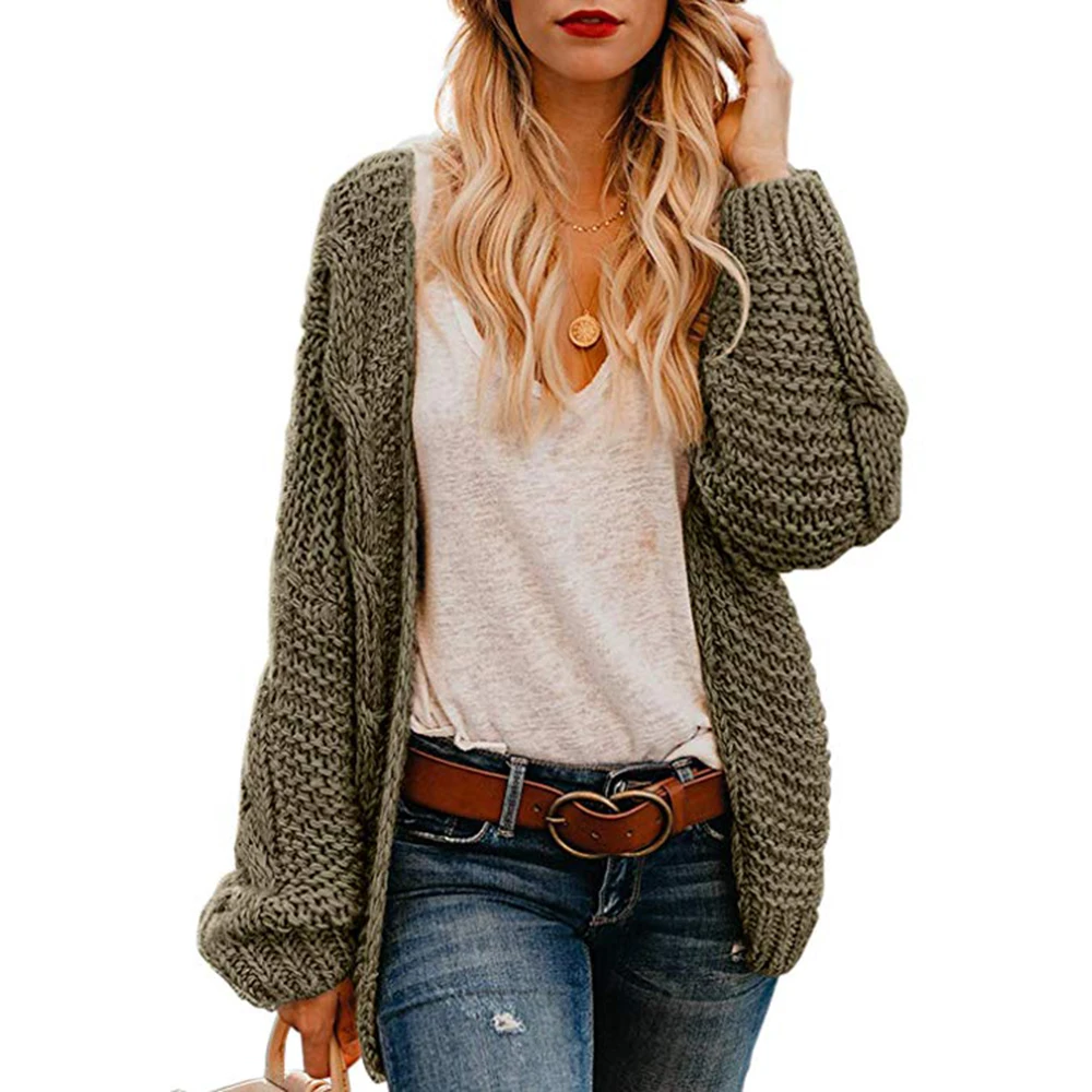 Oeak Trendy Women Solid Knitted Cardigans Autumn Winter Warm Sweater Jumper Warm Femme Long Sleeve Streetwear Women Clothes