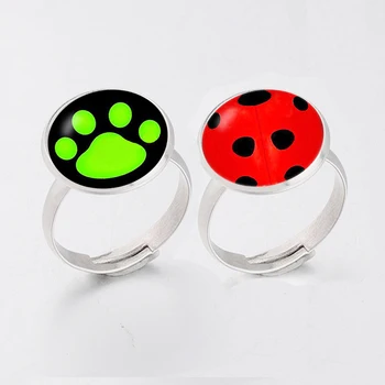 

Ladybug Rings Cosplay Lady Bug Circle with Dot Rings for Women Girl Party Gift Anime Jewelry Engagement Ring Anniversary