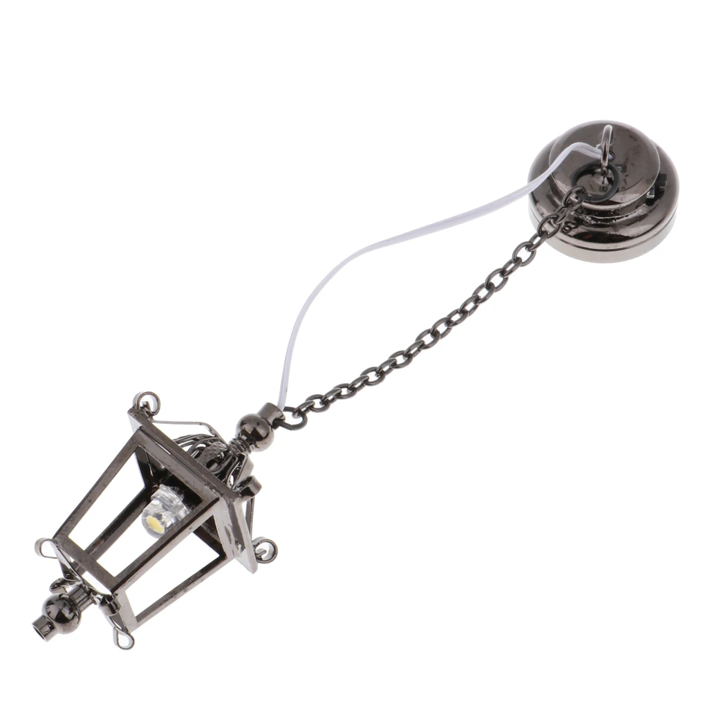 1/12 Scale Dollhouse Accessories Miniature LED Ceiling Light Metal Hanging Lamp, Battery Operated with ON/OFF Switch