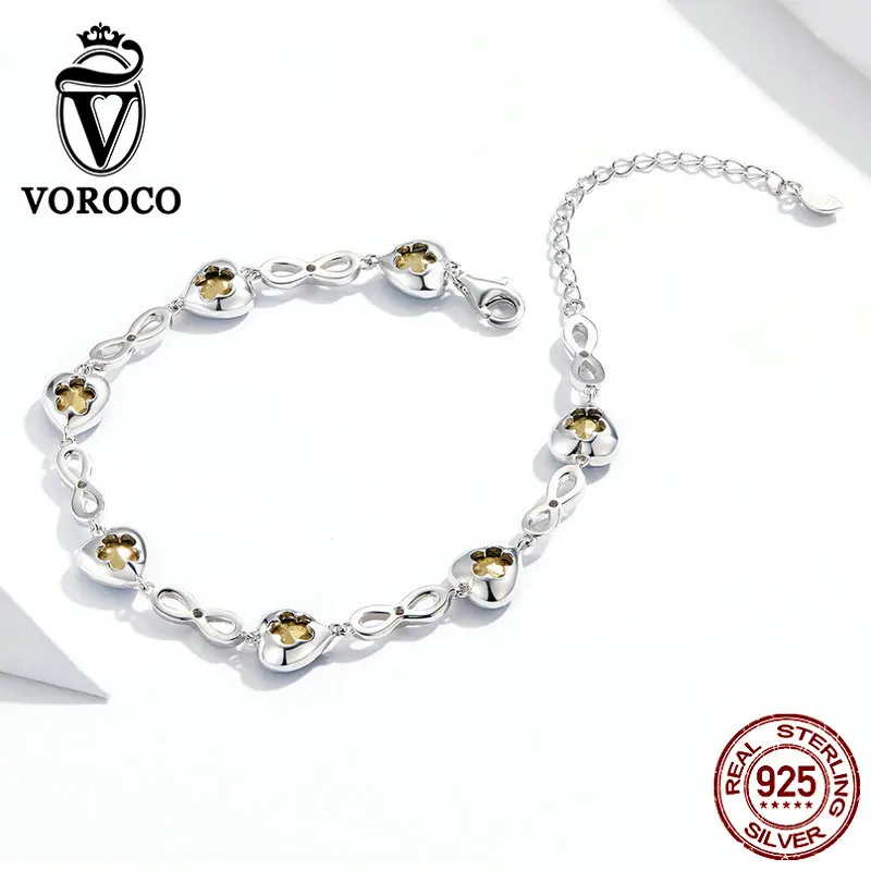 VOROCO,, 925 пробы, серебряный, голубой, океанское сердце, регулируемый браслет для женщин, элегантный подарок на день рождения, свадебное ювелирное изделие, BKB163