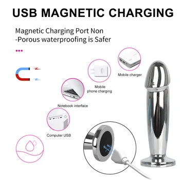 Metal Anal Vibrator Stainless Steel Butt Plug Anal Prostate Massager Dildos Vagina Massager Anus Dilator Sex Toy for Men Women 5