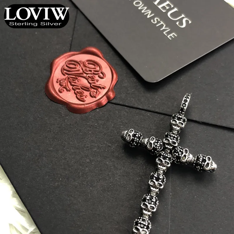 Кулон черный череп крест, Модные украшения Thomas SABOR 925 пробы серебряные аксессуары подарок для женщины и Rebel Для мужчин