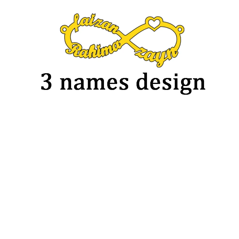 3 name style 1 Atoztide, новинка, нержавеющая сталь, персонализированное имя пары на заказ, ожерелье, золотое колье, ожерелье, бесконечность, кулон, именная табличка, подарок - Окраска металла: 3 name style 1
