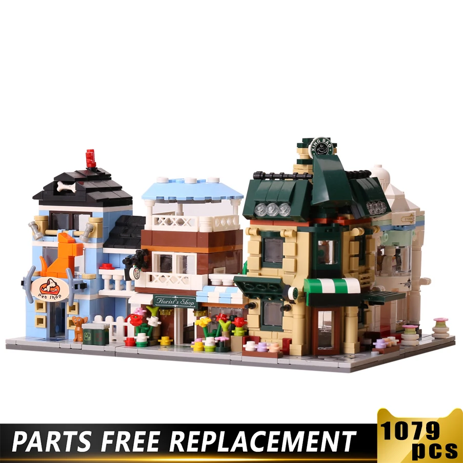 

4-in-1 LEegooed City Building Blocks Streetscape Bricks Coffee Shop/Wedding shop/Flower Shop/Pet Shop Building Bricks
