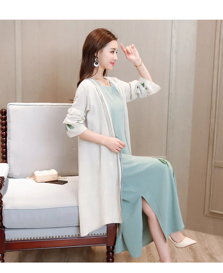 Fj6605 Ethnic-Style Improved Chinese Clothing Spring And Summer Hand-Painted Zen Service Tea Service Cotton Linen Cardigan