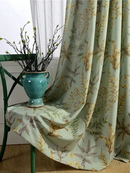 

Modern Cotton Linen Printed Shade Curtains for Bedroom Living Room Window Screen Shade Fabric Curtain for Kitchen Custom