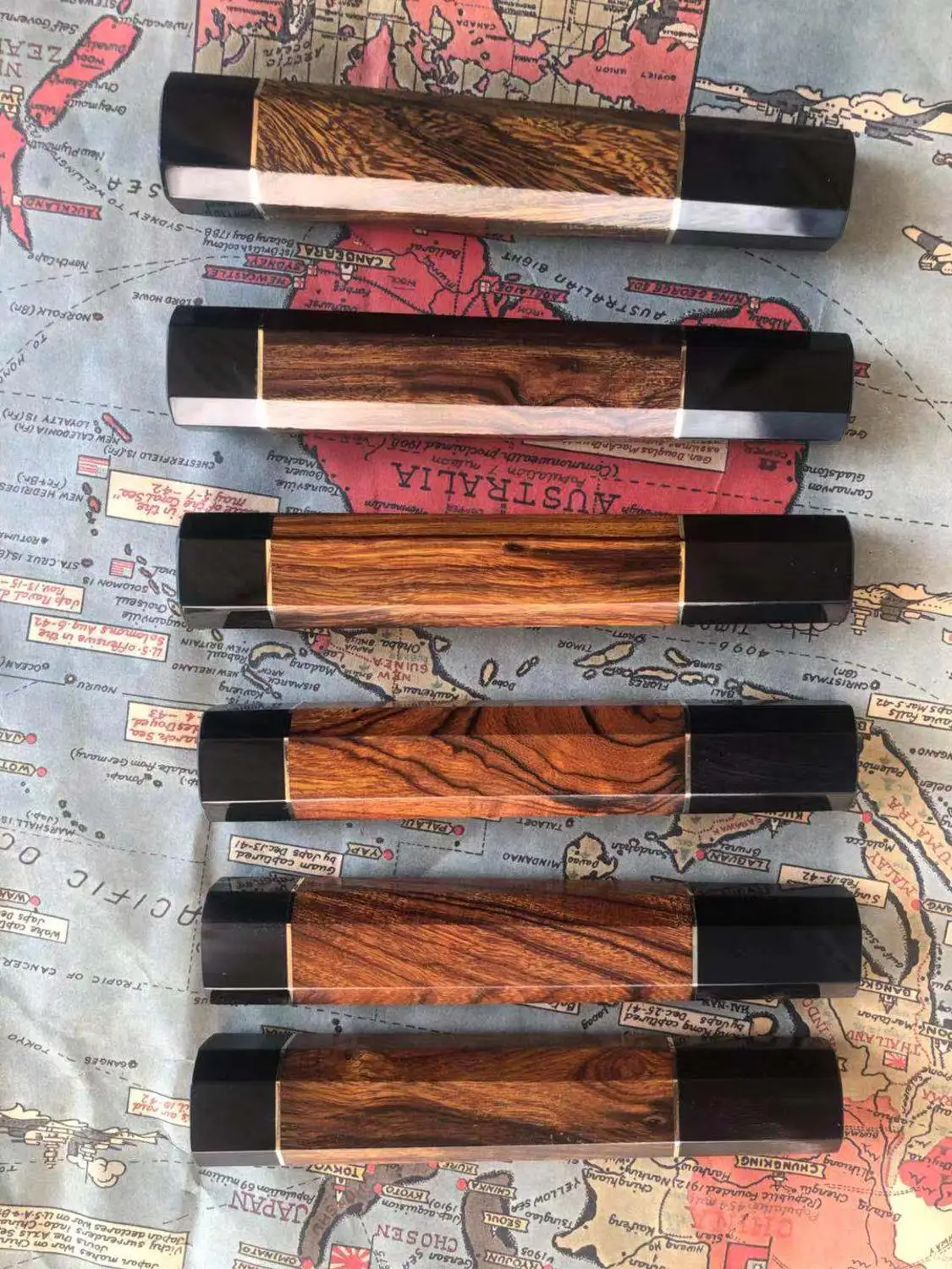 Horn Natural Black Ebony Wood Handle Octagonal Handle Crafts Manual Diy