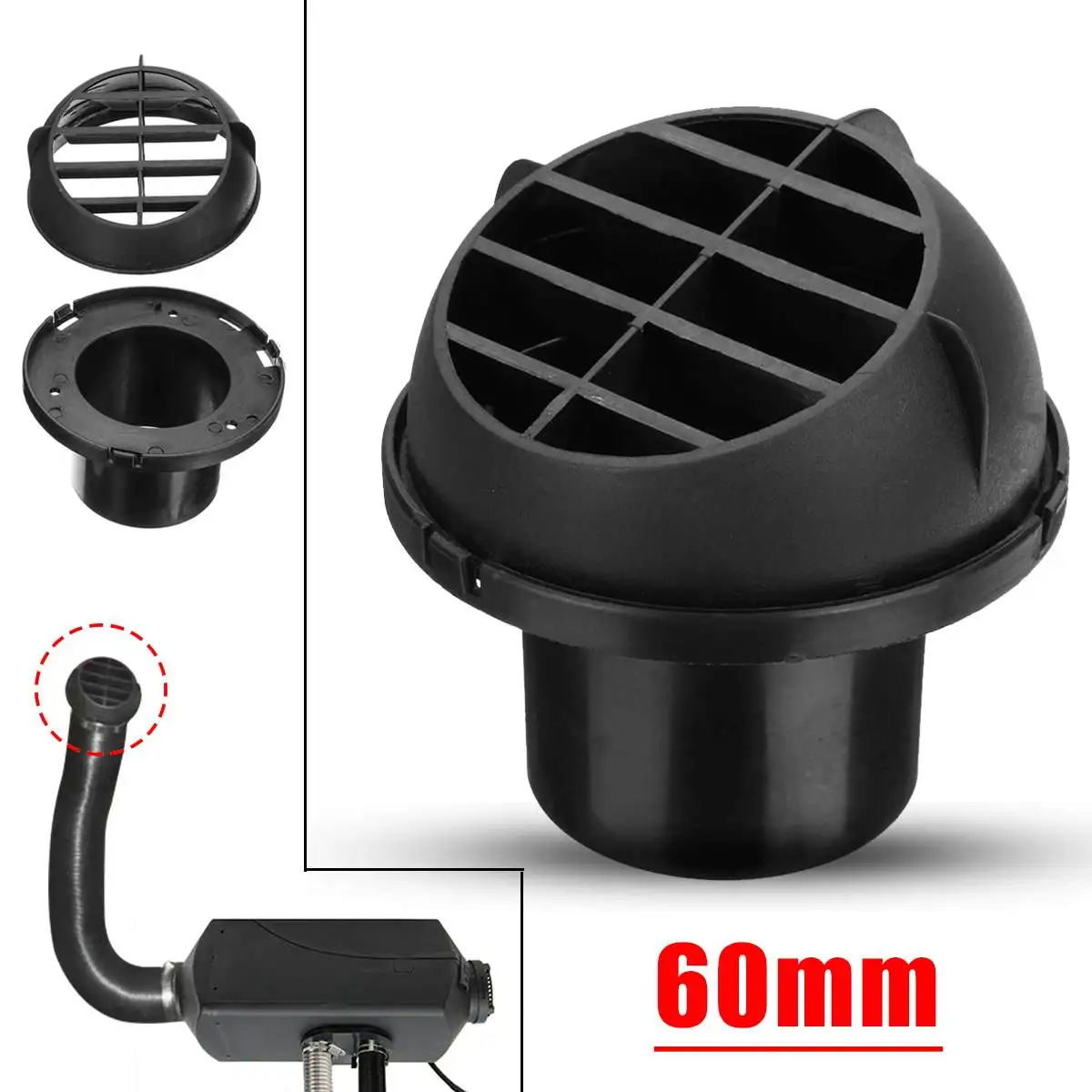 

60mm Car Parking Heater Duct Warm Air Vent Outlet Rotatable Car Accessories For Eberspacher/Webasto/Propex