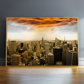 

Manhattan Skyline Landscape Canvas Paintings on the Wall Art Posters and Prints New York City Sunset View Art Picture Home Decor