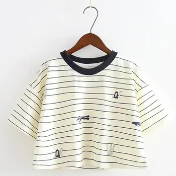 

2018 new fashions summer wear short sleeves simple cartoon design round neck routinely bottoming Jersey jacket