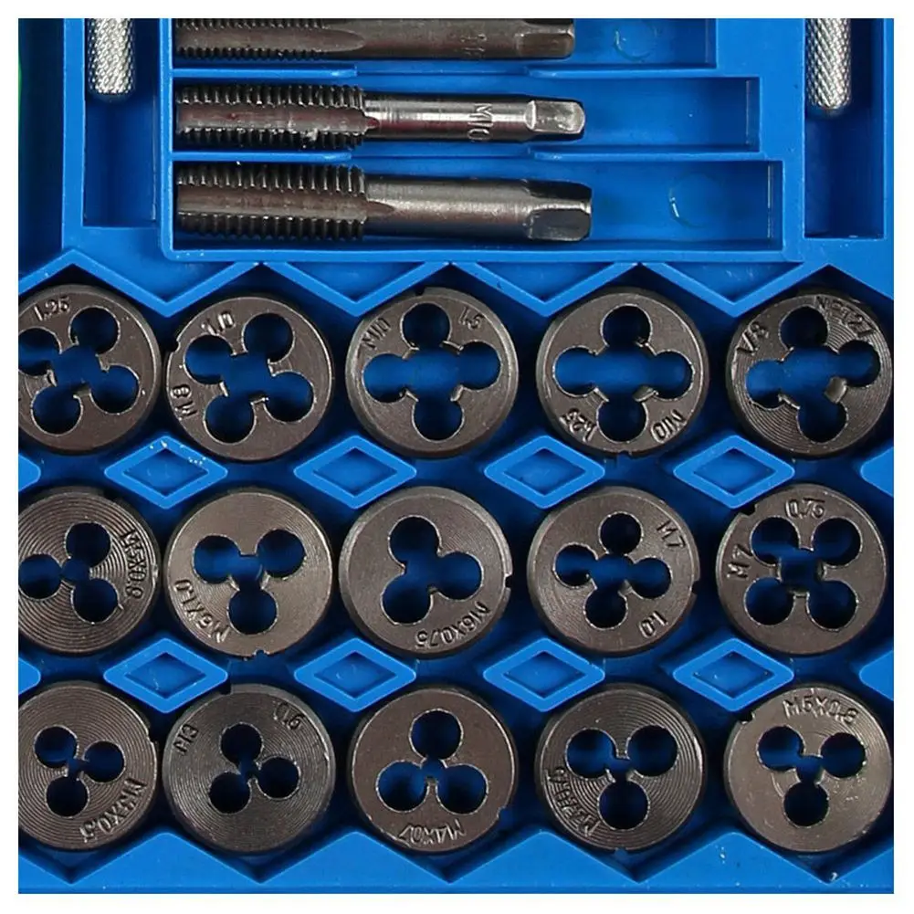 40PC Professional Metric tap wrench and die set cuts M3-M12 bolts+ storage case